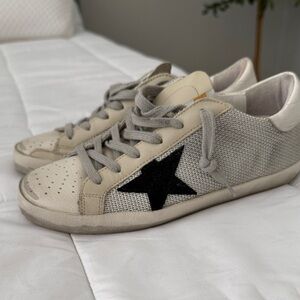 Golden Goose Cream Sneakers with Black Accents